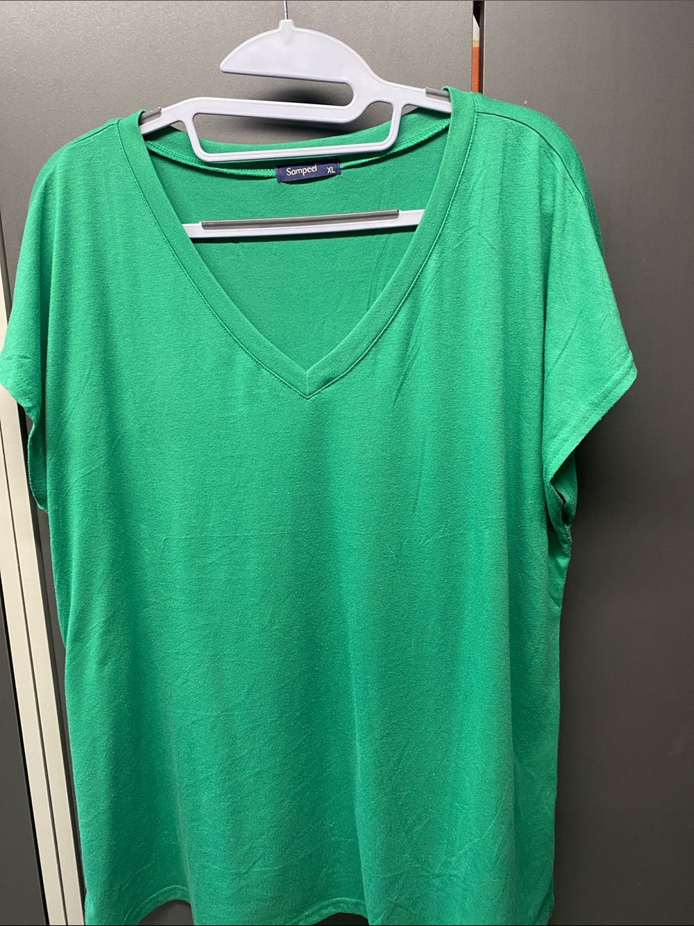 Somped Relaxed V-Neck Short Sleeve Tee in Green
